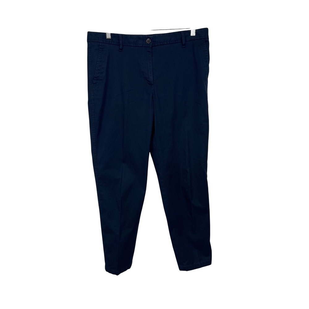 Talbots Relaxed Chino Women 12 Navy Blue Cotton Blend Stretch Casual Work F11
